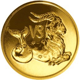 Монета 50 рублей 2003 года Знаки зодиака. Козерог. Стоимость. Аверс