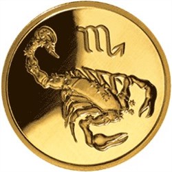 Монета 50 рублей 2003 года Знаки зодиака. Скорпион. Стоимость. Аверс