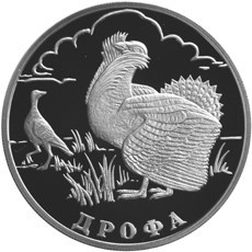 Монета 1 рубль 2004 года Красная книга. Дрофа. Стоимость. Реверс