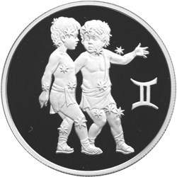Монета 2 рубля 2003 года Знаки зодиака. Близнецы. Стоимость. Реверс