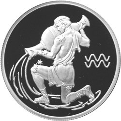 Монета 2 рубля 2003 года Знаки зодиака. Водолей. Стоимость. Реверс