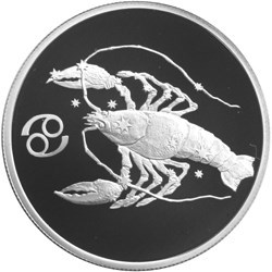 Монета 2 рубля 2003 года Знаки зодиака. Рак. Стоимость. Реверс
