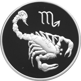 Монета 3 рубля 2003 года Знаки зодиака. Скорпион. Стоимость. Реверс