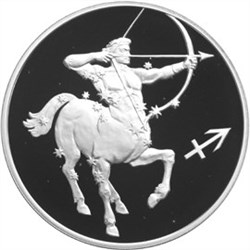 Монета 3 рубля 2003 года Знаки зодиака. Стрелец. Стоимость. Реверс