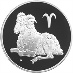 Монета 3 рубля 2004 года Знаки зодиака. Овен. Стоимость. Реверс