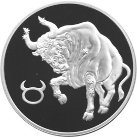 Монета 3 рубля 2004 года Знаки зодиака. Телец. Стоимость. Реверс