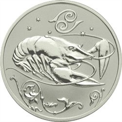 Монета 2 рубля 2005 года Знаки зодиака. Рак. Стоимость. Реверс