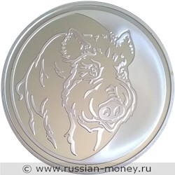 Монета 3 рубля 2007 года Лунный календарь. Кабан. Стоимость. Реверс