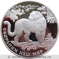 Монета 3 рубля 2011 года Сохраним наш мир. Переднеазиатский леопард. Стоимость. Реверс