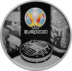 Монета 3 рубля 2021 года Чемпионат по футболу UEFA EURO-2020. Реверс