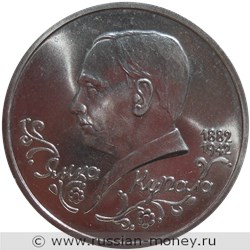 Монета 1 рубль 1992 года Янка Купала, 110 лет со дня рождения. Стоимость, разновидности, цена по каталогу. Реверс