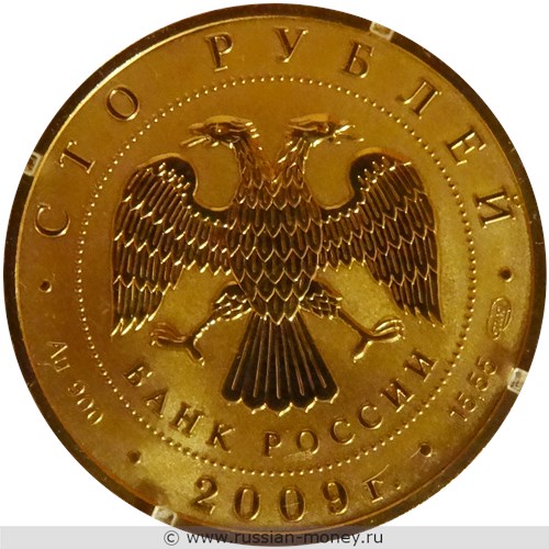 Монета 100 рублей 2009 года История денежного обращения России. Стоимость. Реверс