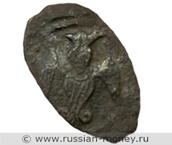 Монета Пуло псковское (крылатая Сирена, на обороте надпись). Аверс