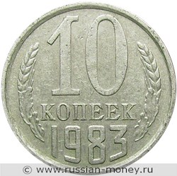 Монета 10 копеек 1983 года. Стоимость, разновидности, цена по каталогу. Реверс