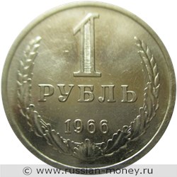 Монета 1 рубль 1966 года. Стоимость, разновидности, цена по каталогу. Реверс