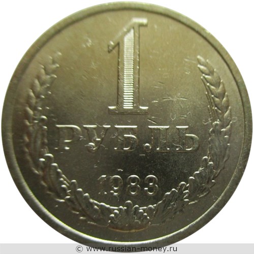 Монета 1 рубль 1983 года. Стоимость, разновидности, цена по каталогу. Реверс