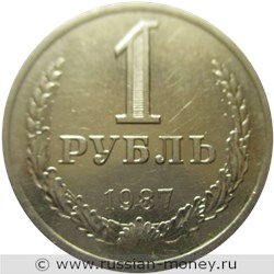 Монета 1 рубль 1987 года. Стоимость, разновидности, цена по каталогу. Реверс