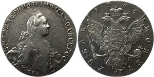Рубль 1766 года (СПБ ТI АШ). Обычная чеканка