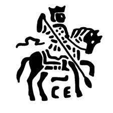 Копейка (СЕ). Голова всадника крупнее, поднята выше, голова коня средняя, опущена вниз, буквы 