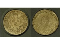 3 гроша 1761 года. На аверсе буквы 