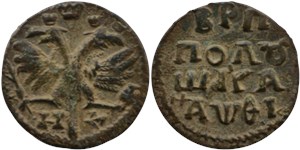 Полушка 1719 года (҂АѰѲI, ВРП, НД, без короны). Без титла над датой, 