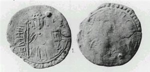Сребреник Владимира (изображение князя и Христа без букв возле головы, вариант 1).  