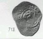 Денга (грифон влево и кольцевая надпись, на обороте арабская надпись). Вариант 1