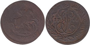 2 копейки 1766 года (ММ). Перечекан из 4 копеек 1762 года (1)