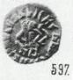 Денга (всадник с копьём, на обороте князь на троне, кольцевые надписи с двух сторон). Без кольца вокруг князя