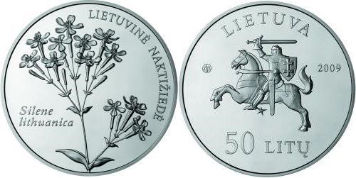 50 литов 2009 года Смолёвка литовская. Разновидности, подробное описание