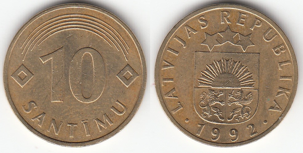 10 сантимов 1992 года. Разновидности, подробное описание