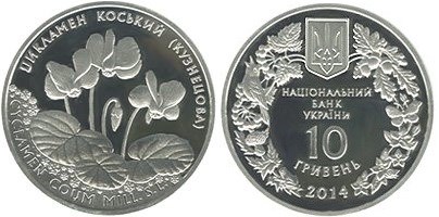 10 гривен 2014 года Цикламен косский  (Кузнецова). Разновидности, подробное описание