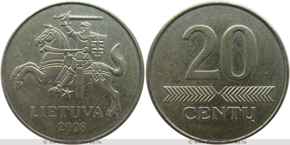 20 центов 2008 года. Разновидности, подробное описание