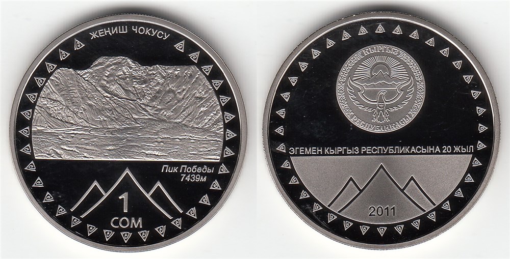 1 сом 2011 года Пик Победы. Разновидности, подробное описание