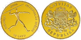 10 латов 1999 года Олимпиада в Сиднее. Разновидности, подробное описание