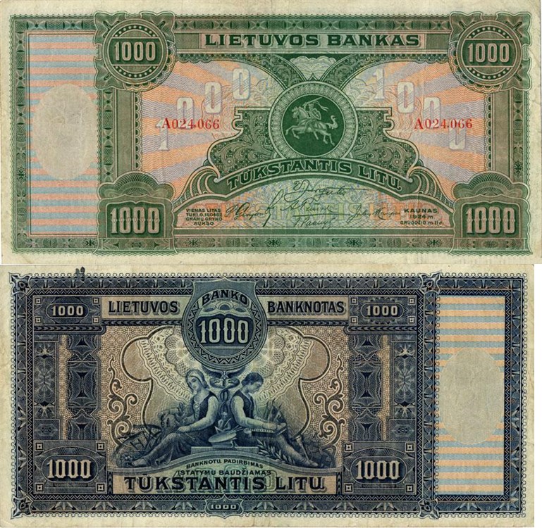 1000 литов 1924 года. Разновидности, подробное описание