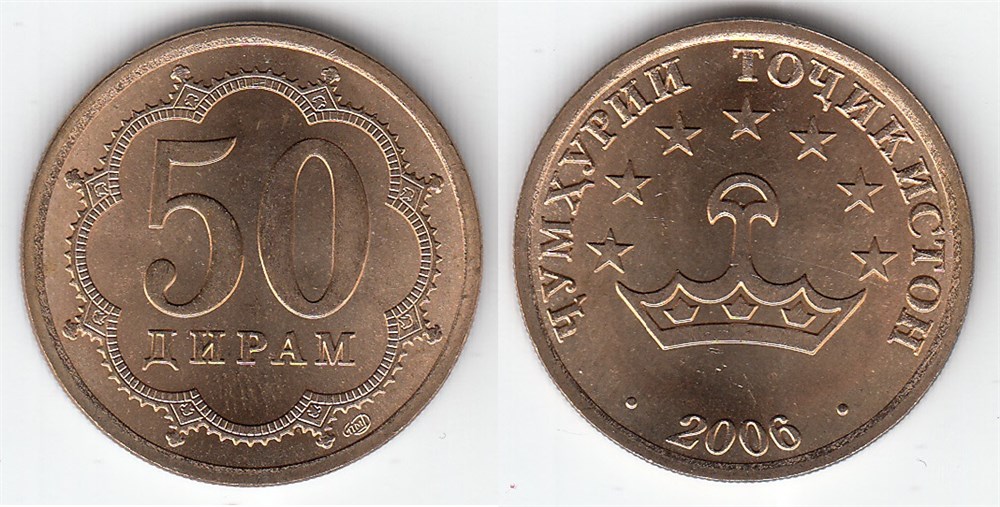 50 дирамов 2006 года (магнитный металл). Разновидности, подробное описание