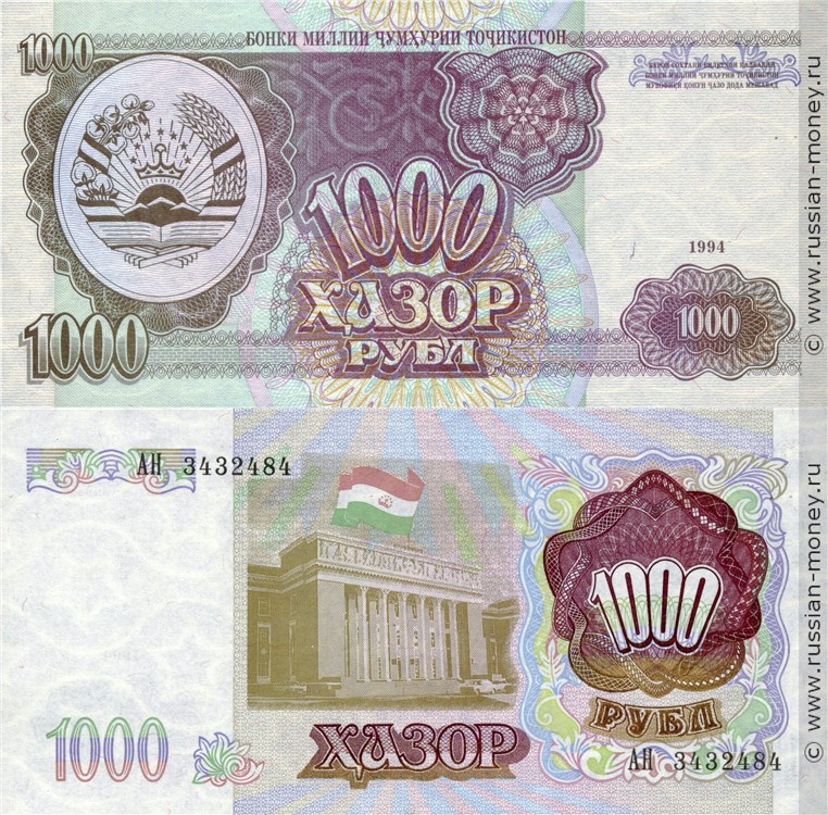 1000 рублей 1994 года. Разновидности, подробное описание