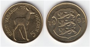 5 крон 1993 года 