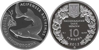 10 гривен 2012 года Стерлядь пресноводная. Разновидности, подробное описание