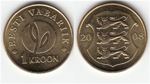 1 крона 2008 года 