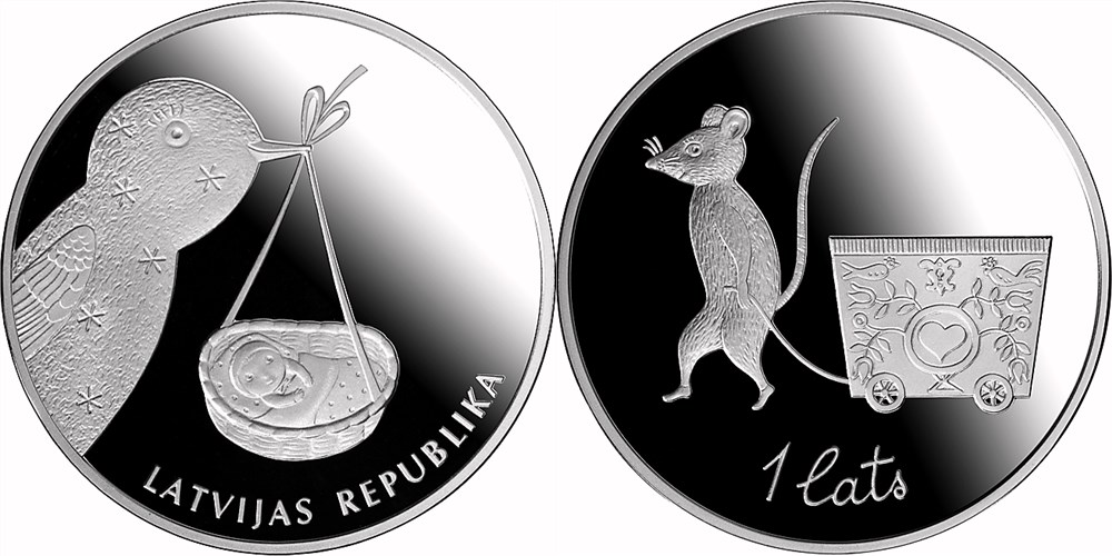 1 лат 2013 года Колыбельная монета. Разновидности, подробное описание