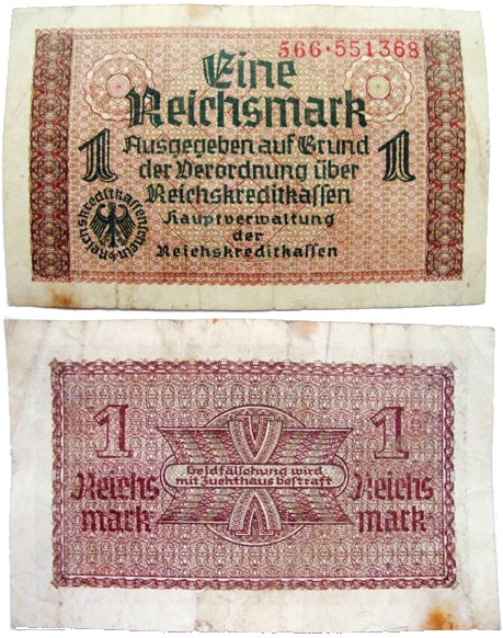 Банкнота 1 рейхсмарка 1940-1944