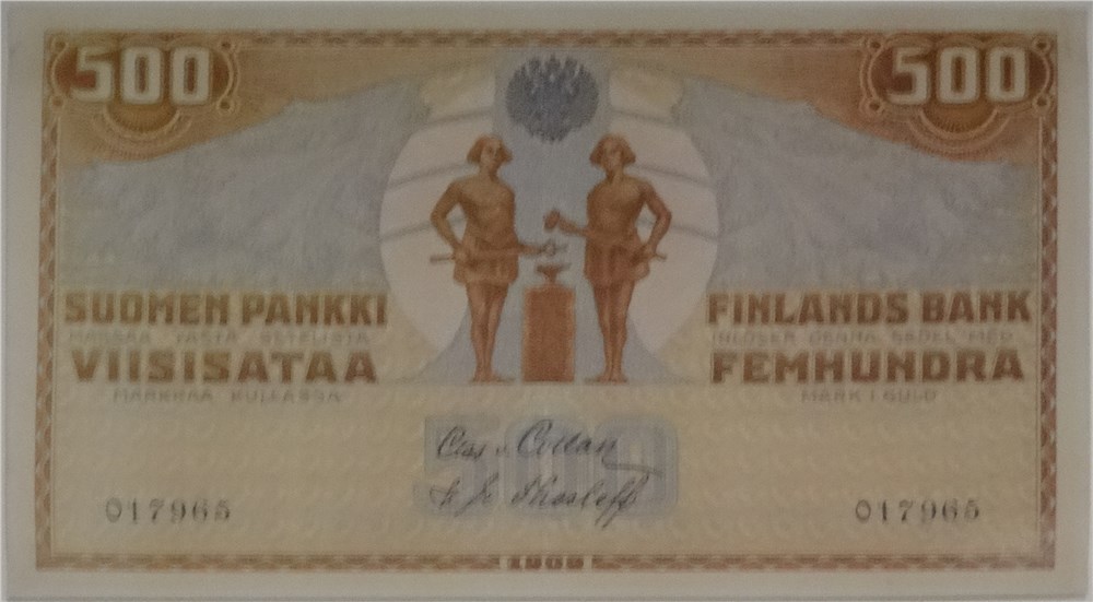 Банкнота 500 марок золотом. Финляндский банк 1909