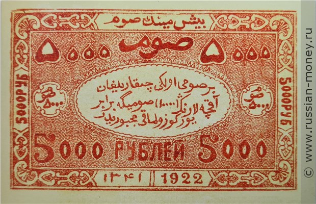 Банкнота 5000 рублей. БНСР 1922 (2 выпуск). Реверс