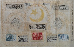 Банкнота 5000 теньгов. Бухарский эмират 1337 (1918). Реверс