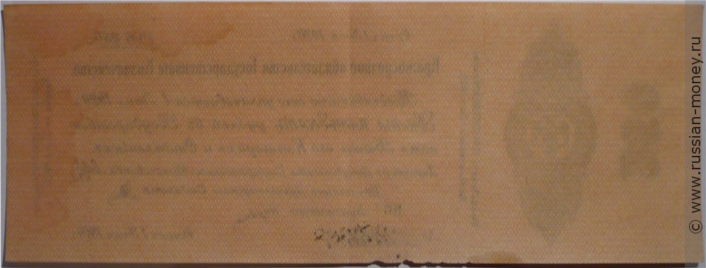 Банкнота 250 рублей. Краткосрочное обязательство 1919. Стоимость. Реверс