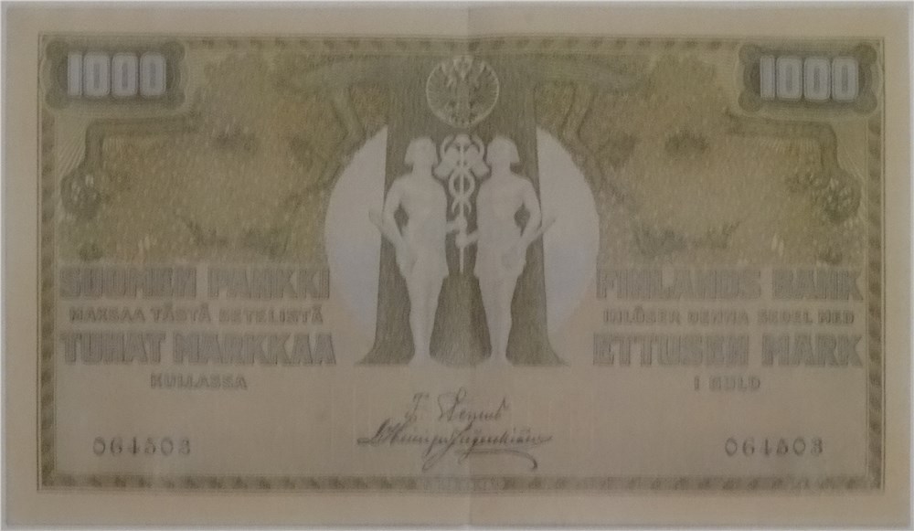 Банкнота 1000 марок золотом. Финляндский банк 1909