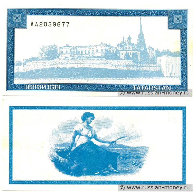 Банкнота 5000 рублей. Социальный чек Республики Татарстан 1996 (синяя)